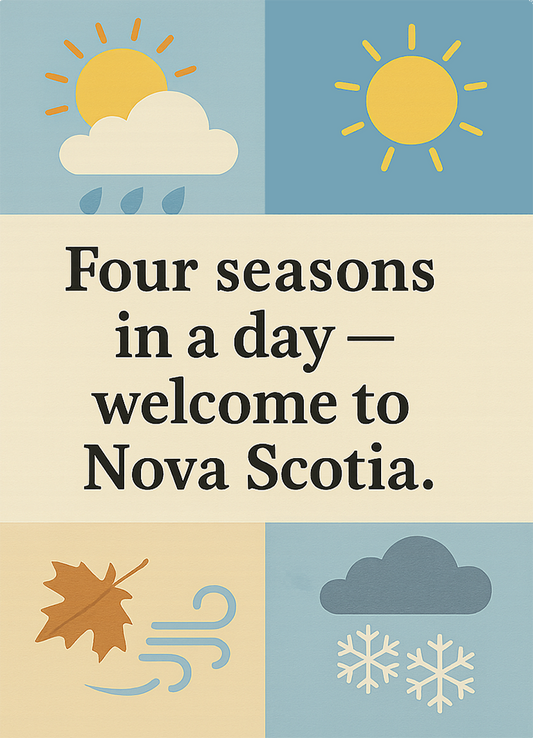 Four seasons in a day, welcome to Nova Scotia fridge magnet